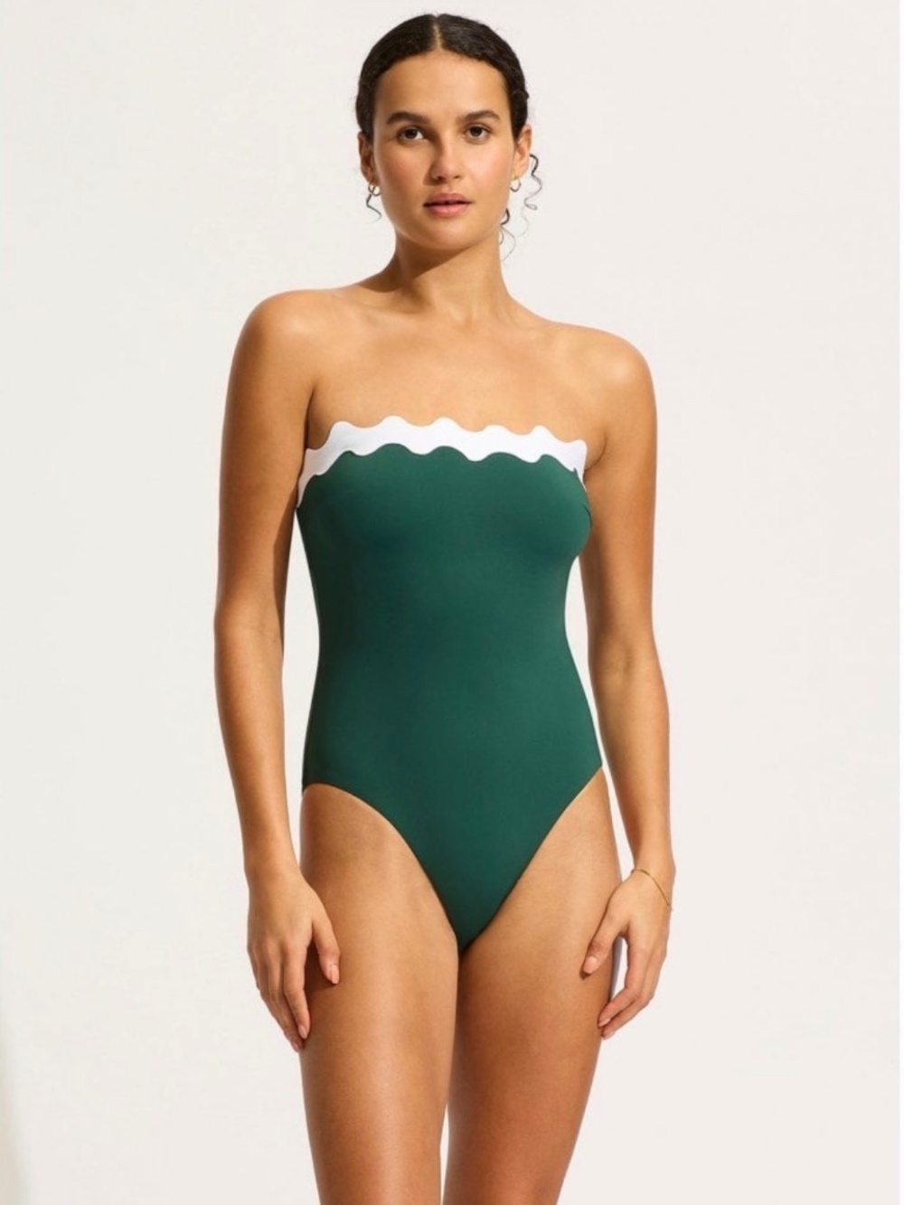 Seafolly Sea Dive Gia Bandeau Green One Piece Swimsuit - Picture 5 of 11